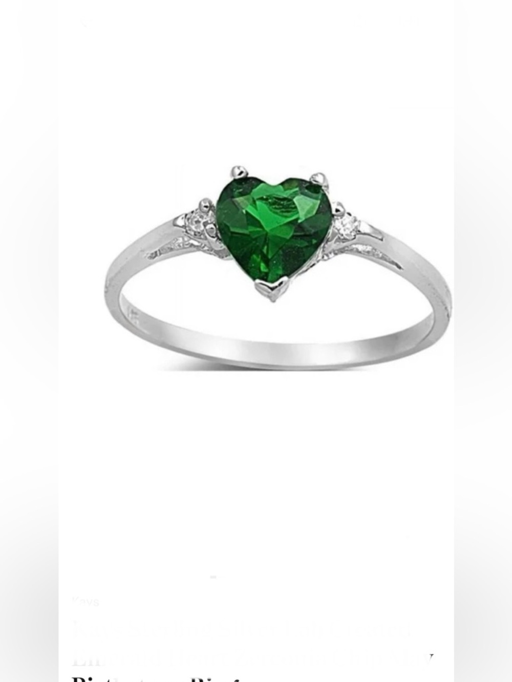Kays Sterling Silver Lab Created Emerald Heart Zerconia Chip May Birthstone Ring